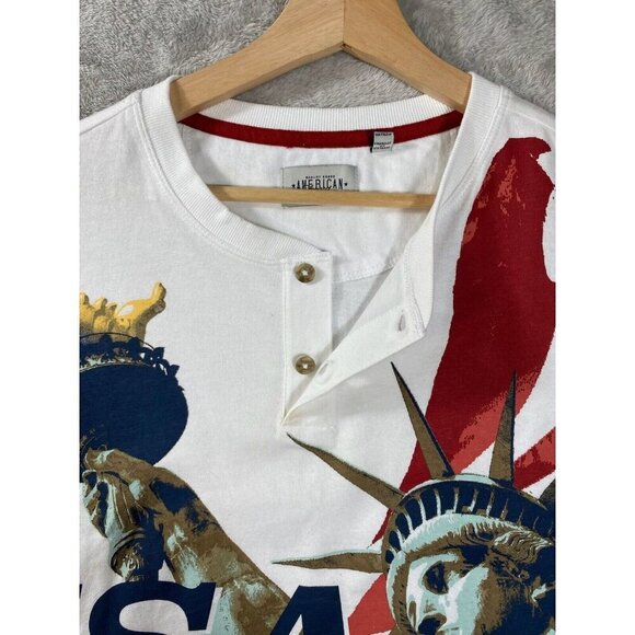 American Legacy USA Patriotic Henley T-Shirt - Statue of Liberty, Eagle & Flag - Picture 10 of 16